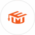 An orange stylized graduation cap with the letter "E" forms part of the design, set against a white circular background.